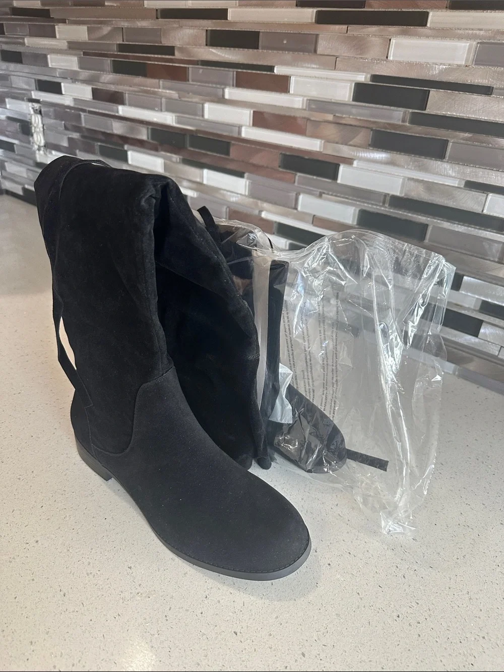 Women's Black Over-the-Knee Lace-Back Boots